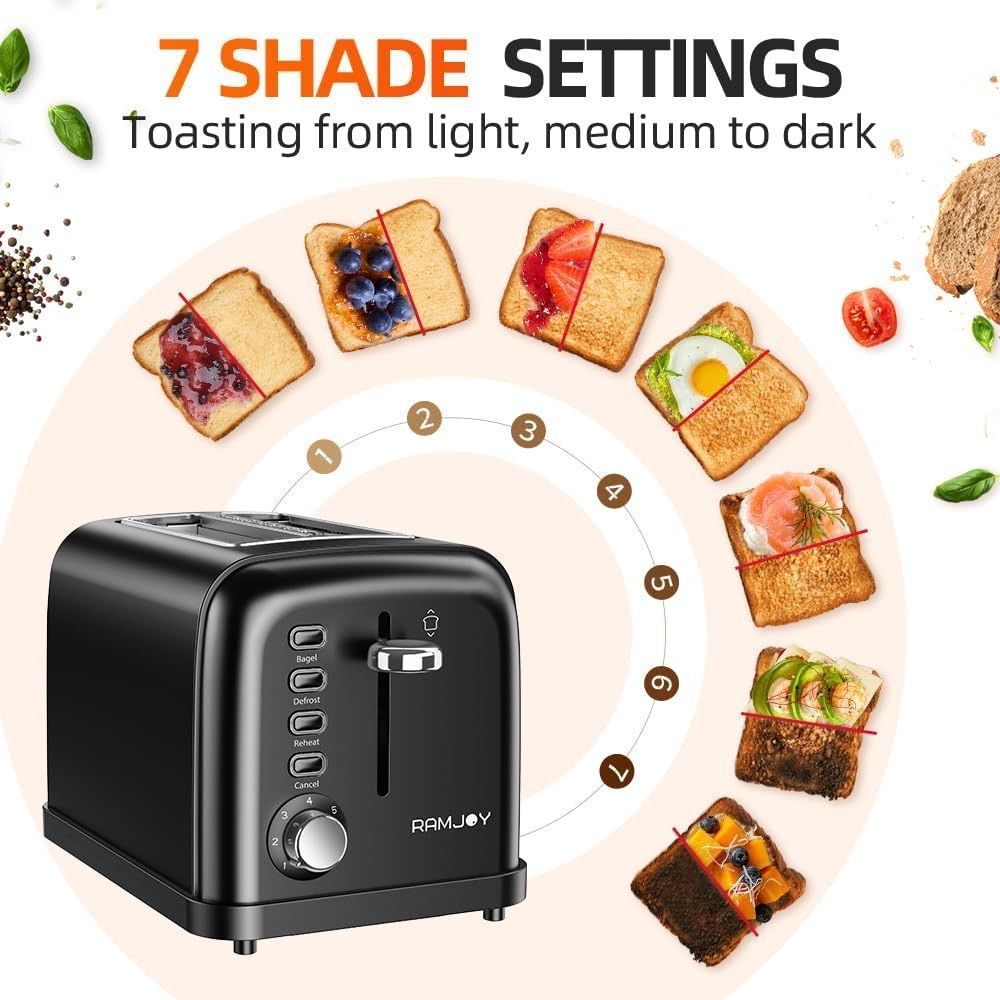 [36MKT-y010101c]-2-Slice Toaster – 7 Shade Settings, Bagel/Defrost/Reheat Functions(4)