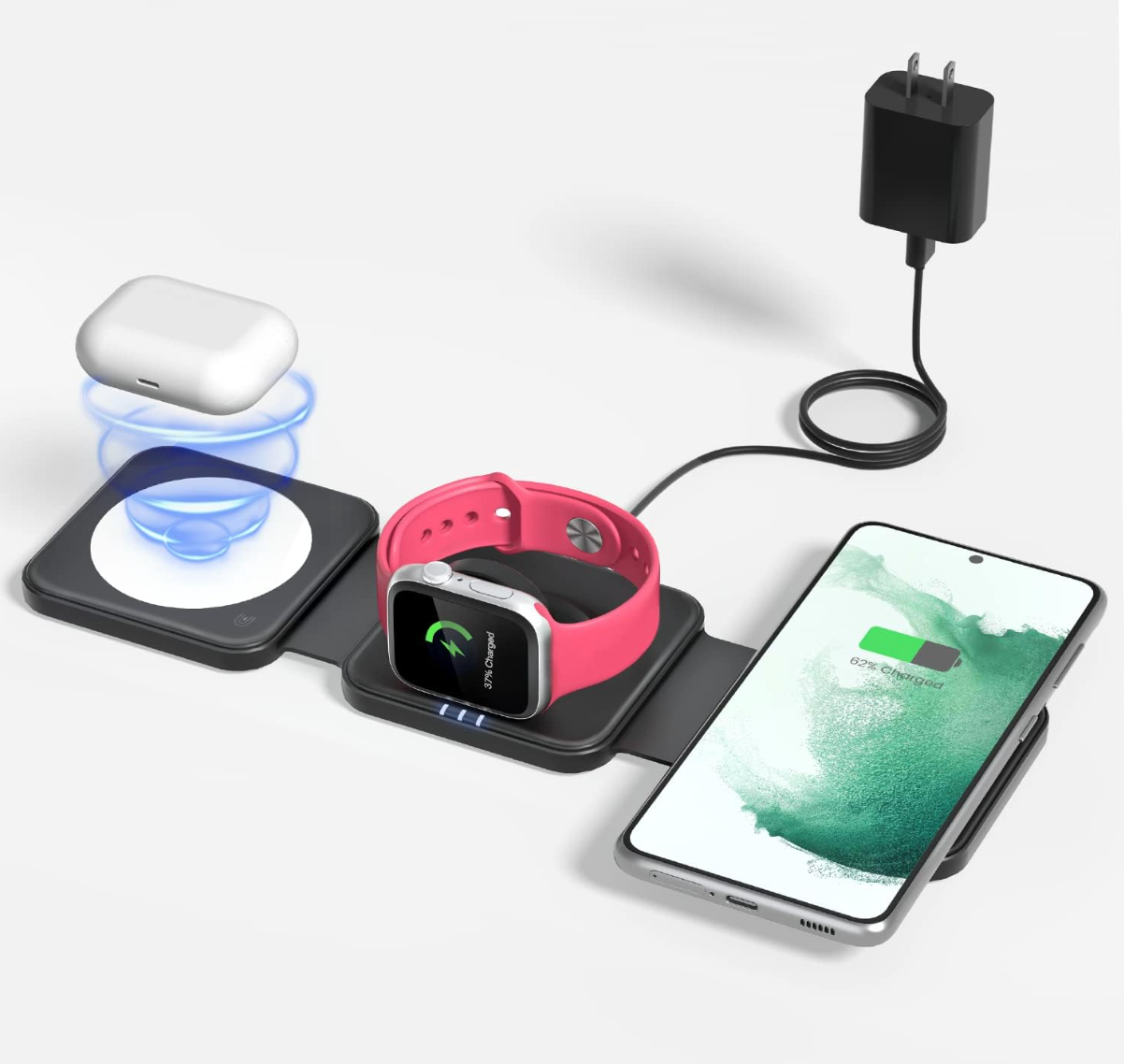 ELE:[JoyGeek-3-in-1 Foldable Magnetic Wireless Charger-M16]-MagSafe, IPhone, Apple-Watch, AirPods, 3-In-1.