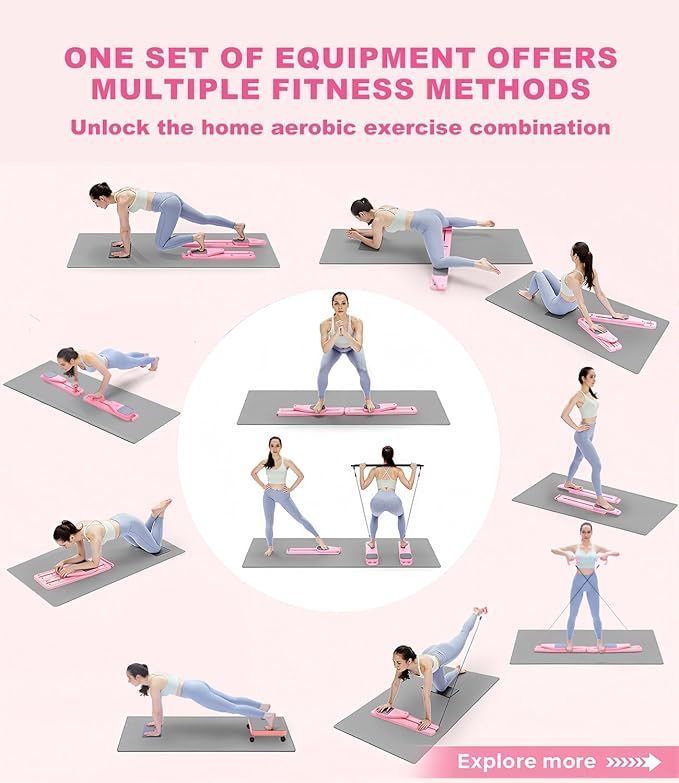 [36MKT-Y010104b]-Mini Pilates Reformer Board w/ Resistance Bands(3)