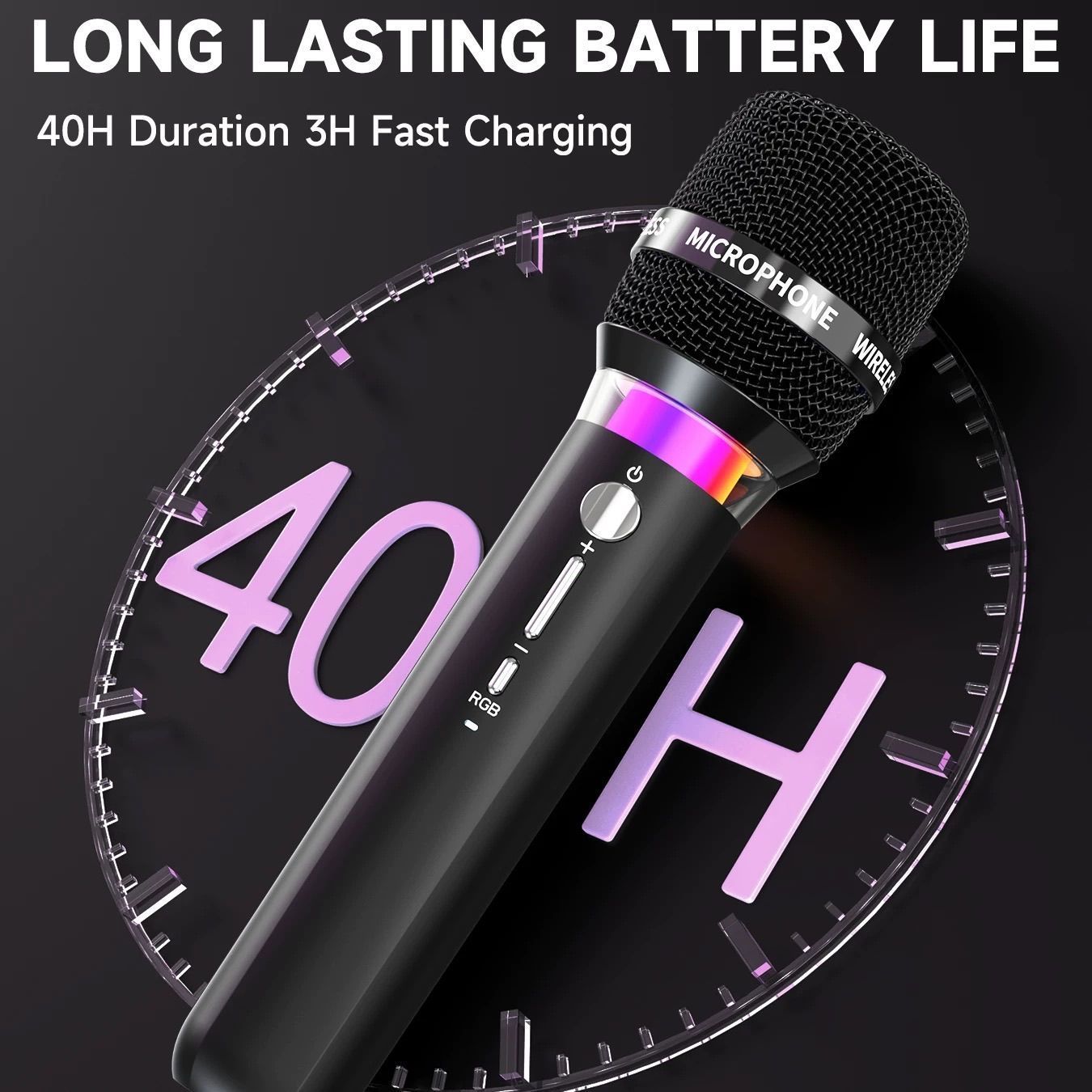 [36MKT-v010508]-2-Pack Wireless Karaoke Microphones w/ Receiver & RGB Light（1）