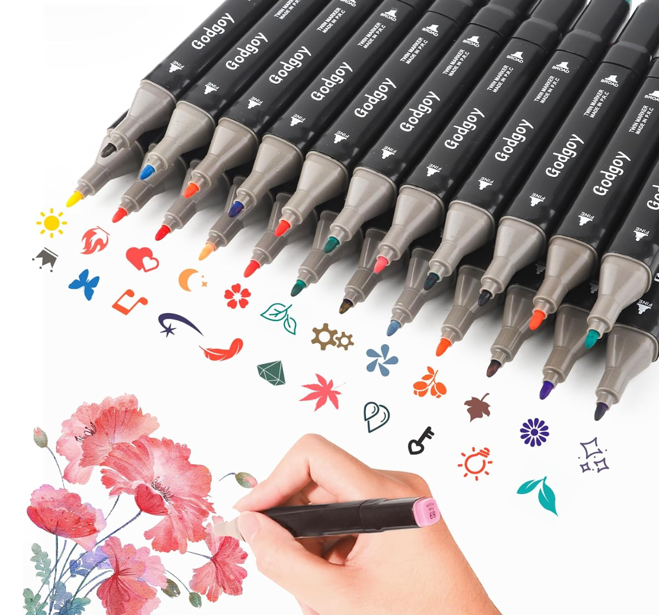 HOU:[80PCS Marker]-Alcohol Markers, Brush Tip, No Bleeding, Smooth Blending, Quick Drying