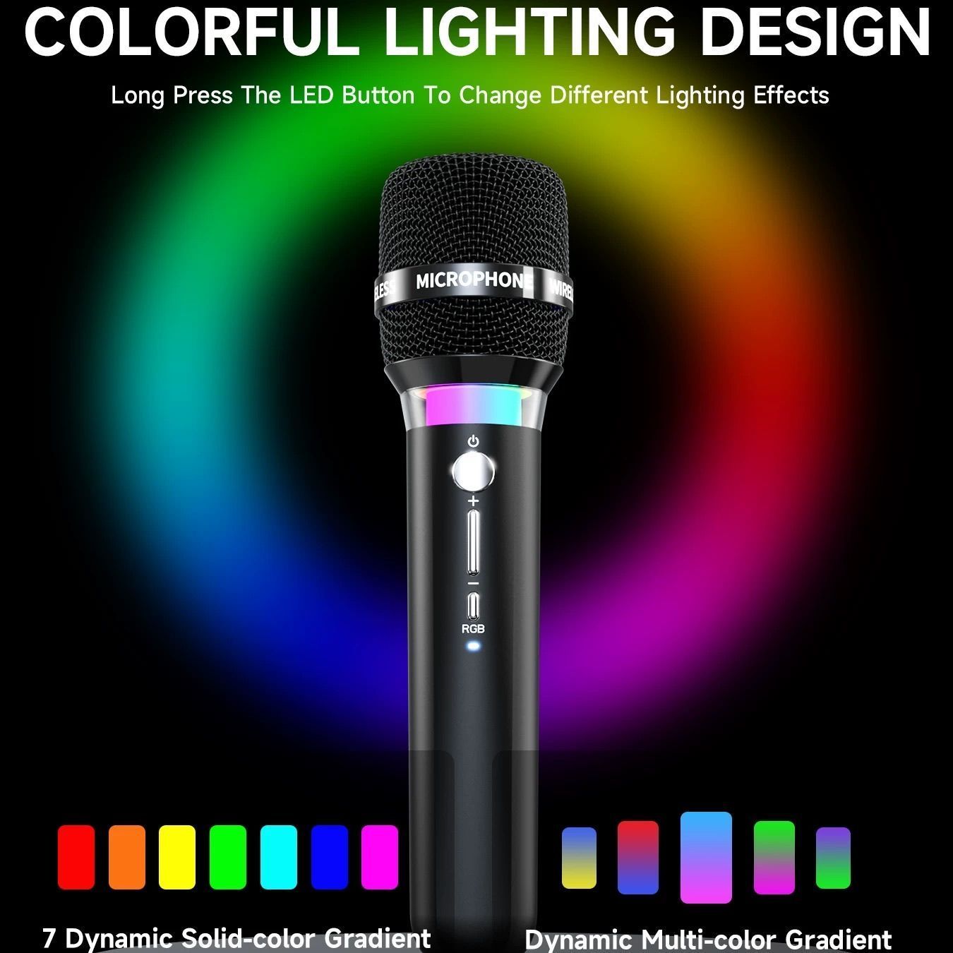[36MKT-v010508]-2-Pack Wireless Karaoke Microphones w/ Receiver & RGB Light（1）