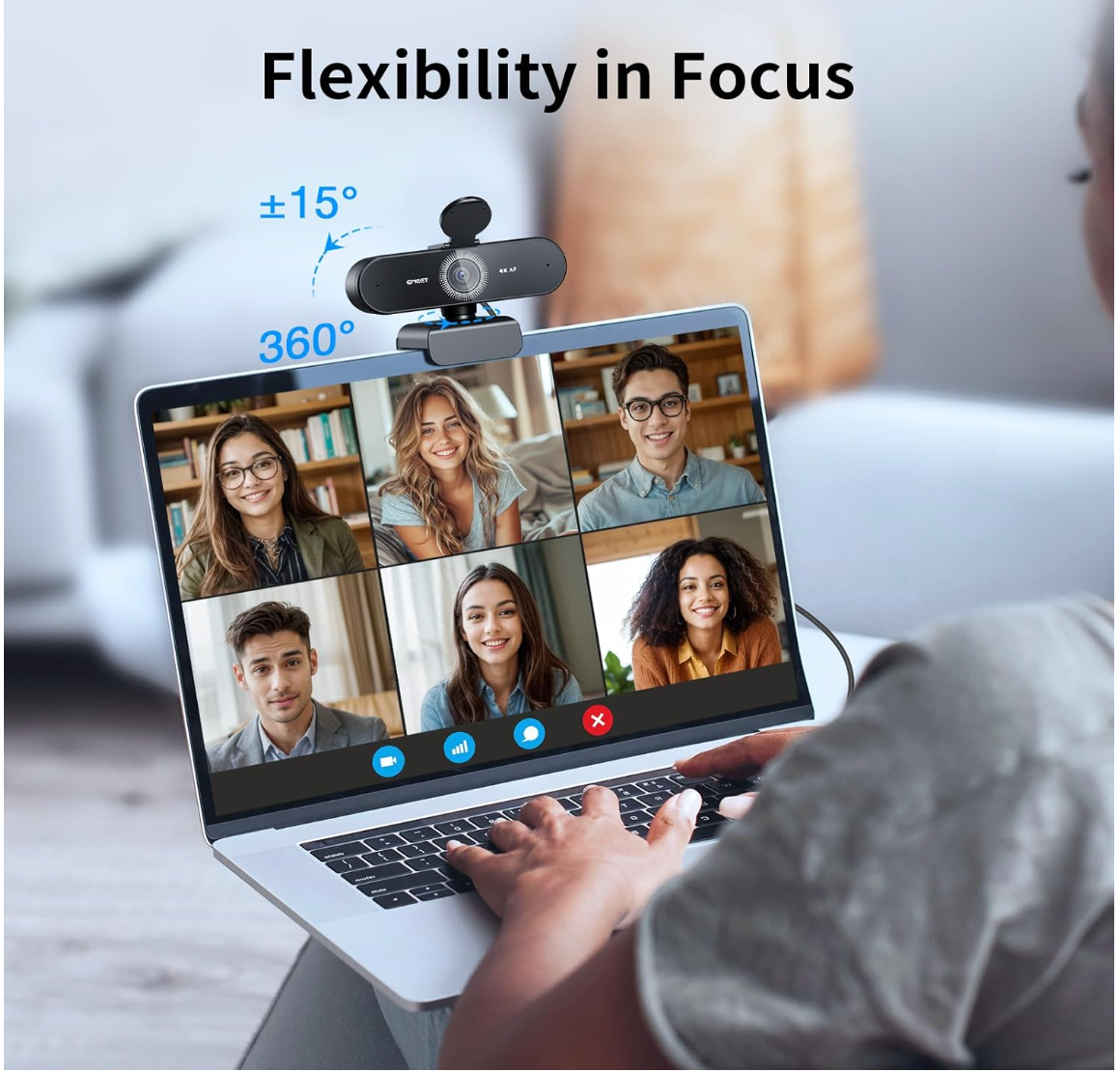 ELE:[EMEET USB Webcam C960 4K]-EMEET NOVA 4K Webcam with PDAF Autofocus and Built-In Privacy Cover