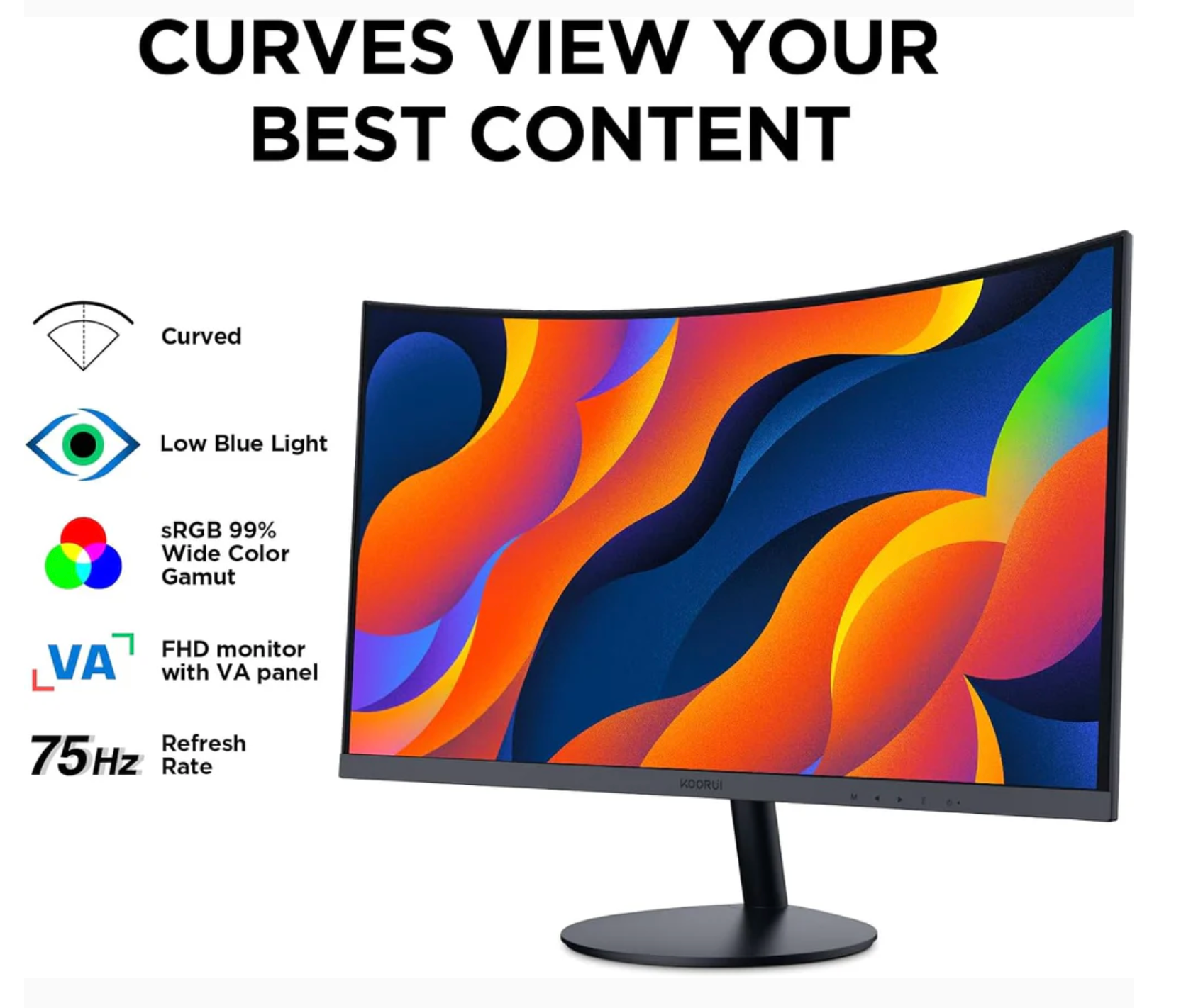 ELE:[KOORUI 27N5CA 27" VA FHD 75Hz 1500R Curved Monitor]-Budget-Friendly 27-Inch 1500R Curved VA Monitor with Full HD and Eye-Care