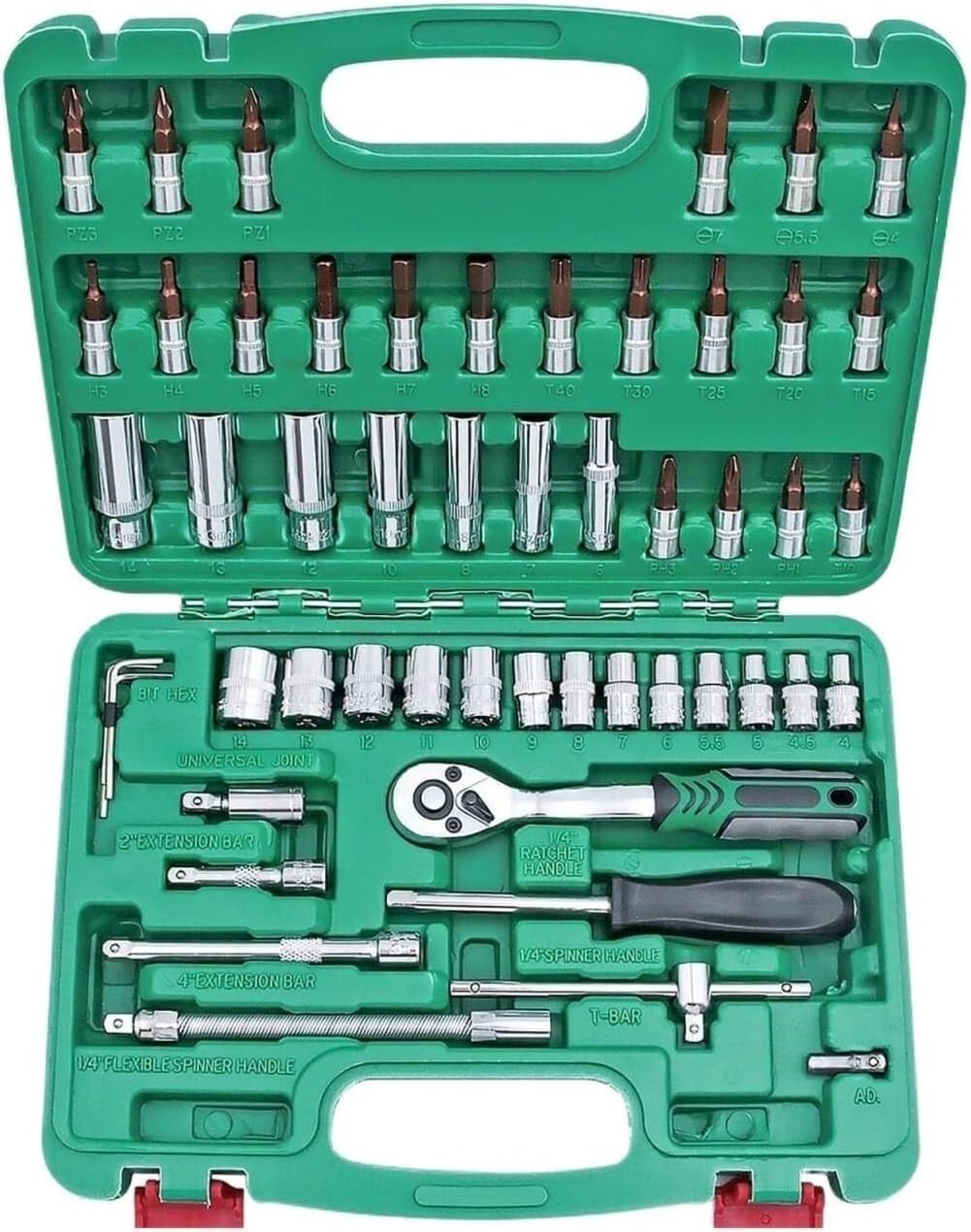 [36MKT]-1/4” Drive Socket Wrench Tool Set – Multifunctional Ratchet & Bit Kit(9)