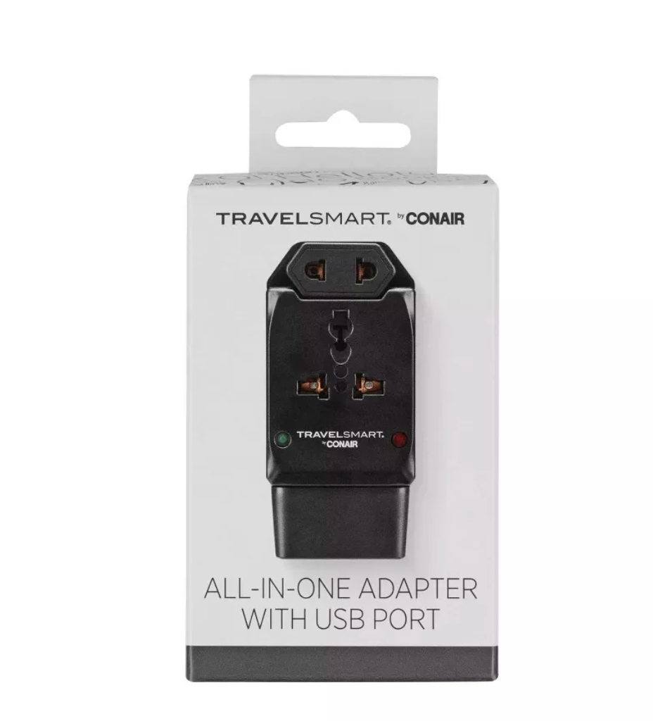 ELE:[Travelsmart – All-in-One Adapter with USB Port – TS239]-Universal, Compact, Protected, Multiport, USB, Travel, Dual, Lightweight, Safe, Reliable.