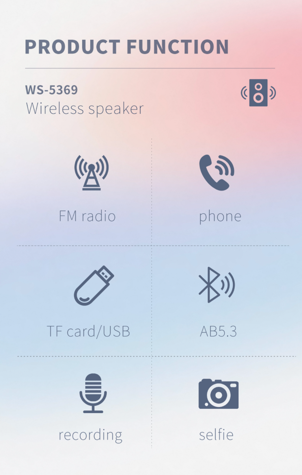 ELE:[WSTE-Wireless Bluetooth Multimedia Speaker-WS-5369-Random color]-Portable Bluetooth Speaker Dual 5W Output, FM Radio, USB TF Playback