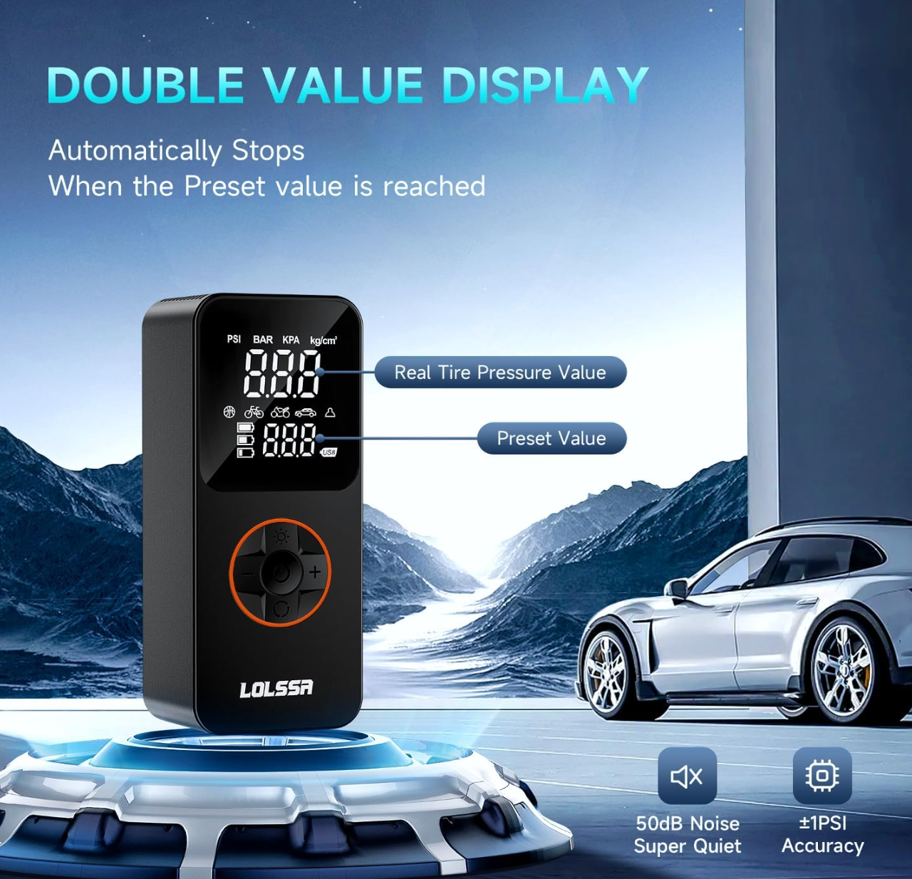 ELE:[Portable Air Compressor 5614 PRO MAX]-Cordless Tire Inflator With 150PSI Fast Inflation Emergency Power Bank Function