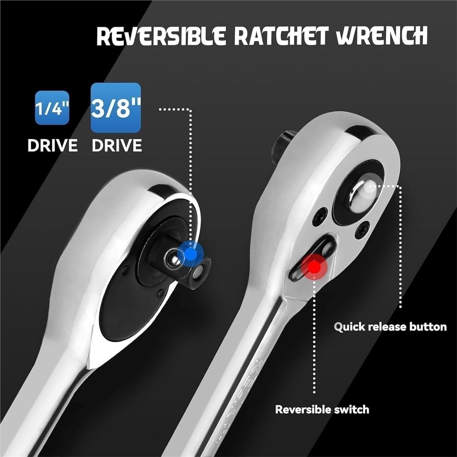 [36MKT]-1/4” Drive Socket Wrench Tool Set – Multifunctional Ratchet & Bit Kit(8)