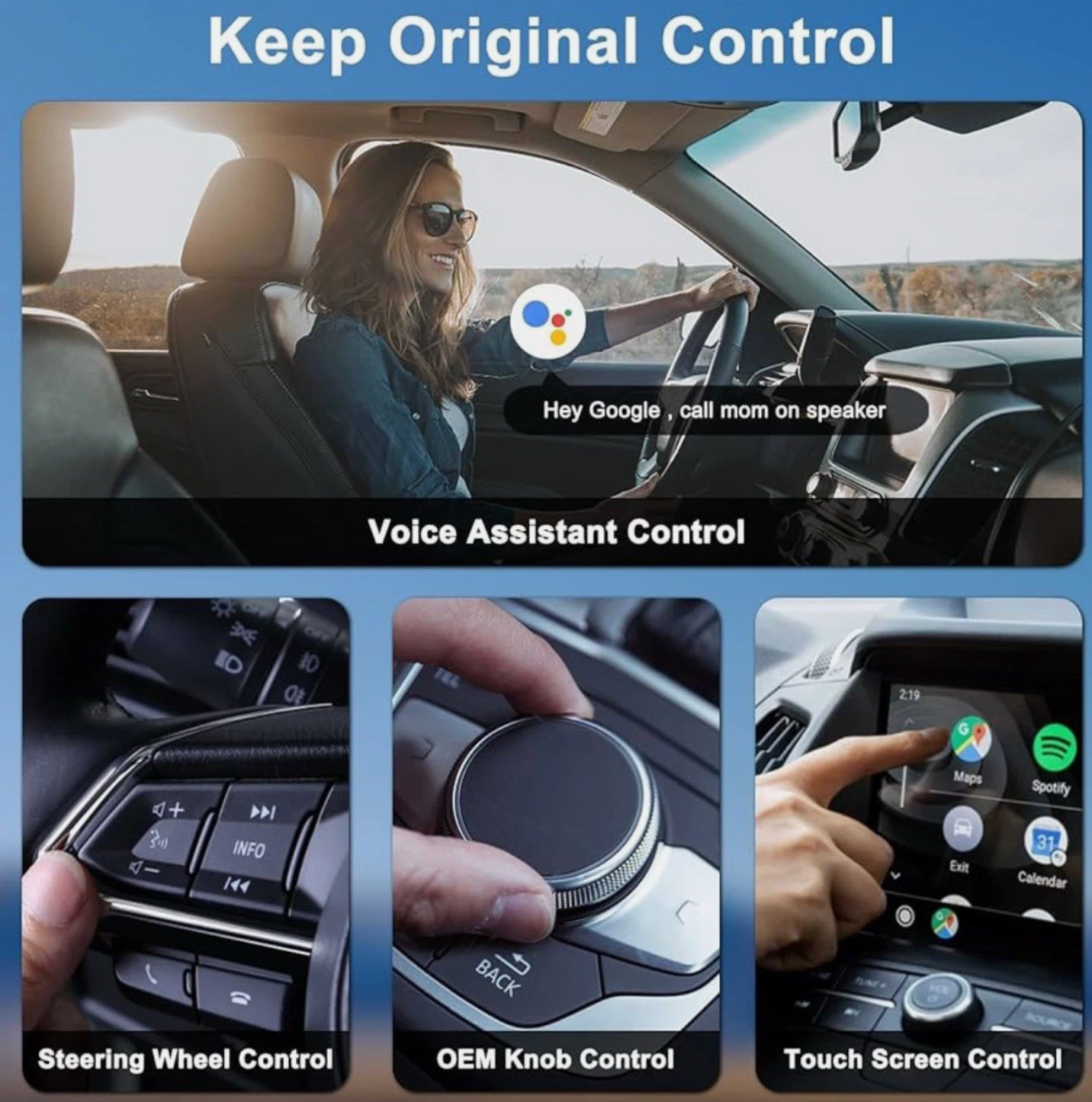 ELE:[Android-Auto Wireless Adapter-White Box]-Wireless, AndroidAuto, Bluetooth, WiFi, PlugAndPlay, USB, TypeC, 5.8GHz, Navigation, HandsFree