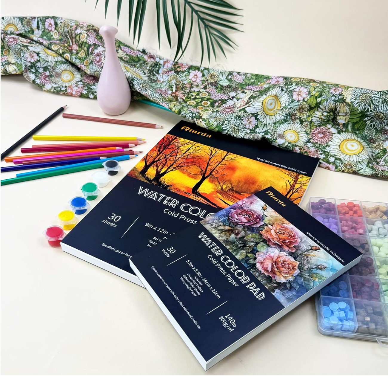 HOU:[Rinrda-watercolor Pad]-High Quality Paper, Smooth Texture, Strong Absorption, Ideal For Painting Drawing