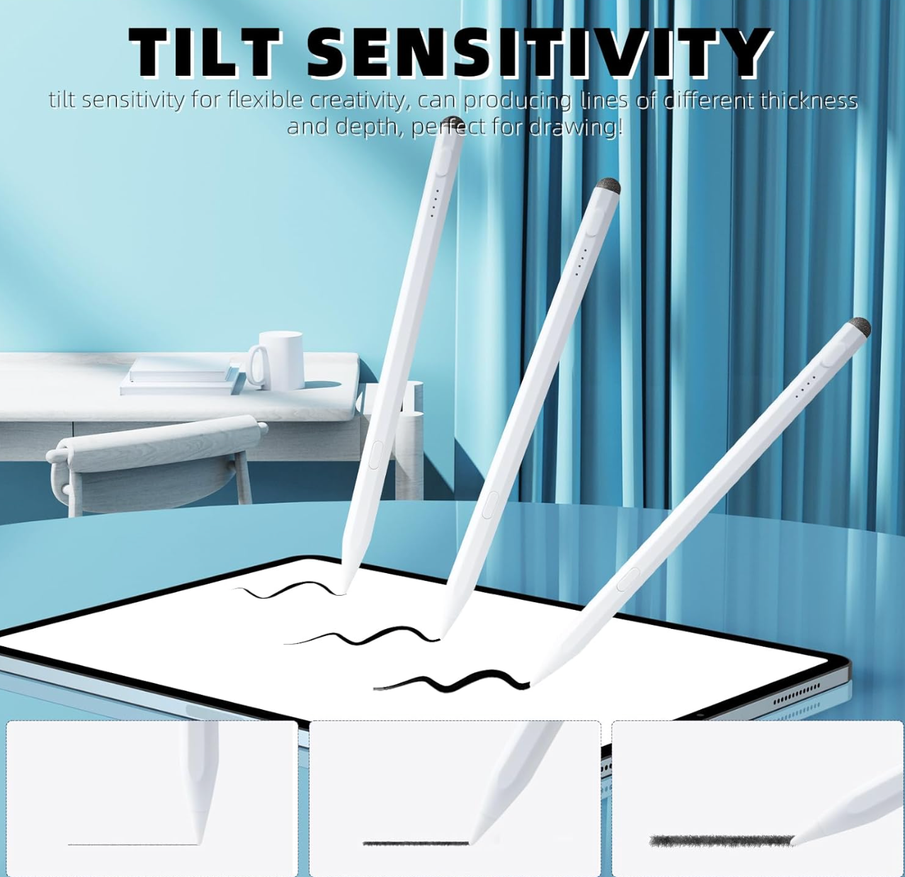 ELE:[Stylus Pen]-1.5mm Tip, Palm Rejection, Tilt Support, Fast Charging.