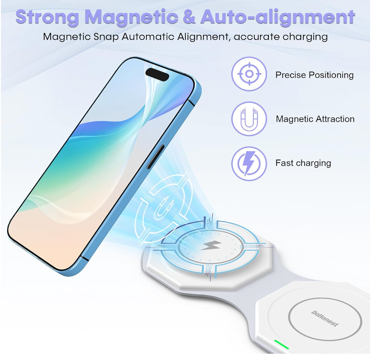 ELE:[DoHonest - 3-in-1 Travel Wireless Charger]-3-In-1 Magnetic Wireless Charger For iPhone Apple Watch And AirPods