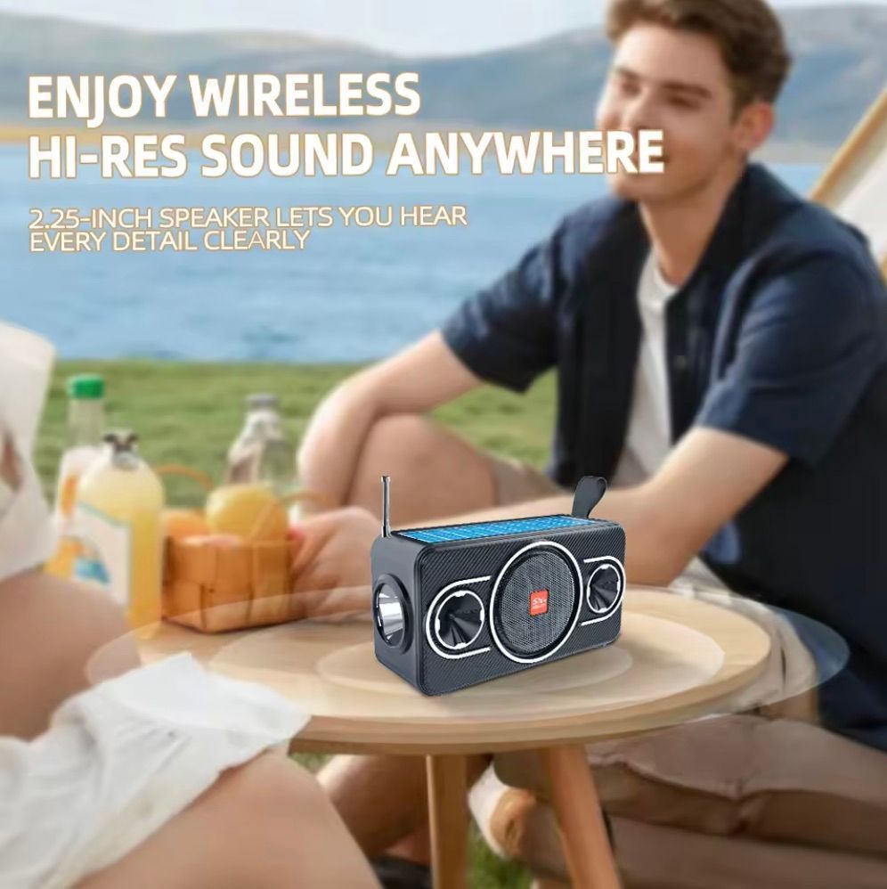 [36MKT-V02(04-05)02]-Solar Bluetooth Speaker w/ Flashlight & FM Radio(2)