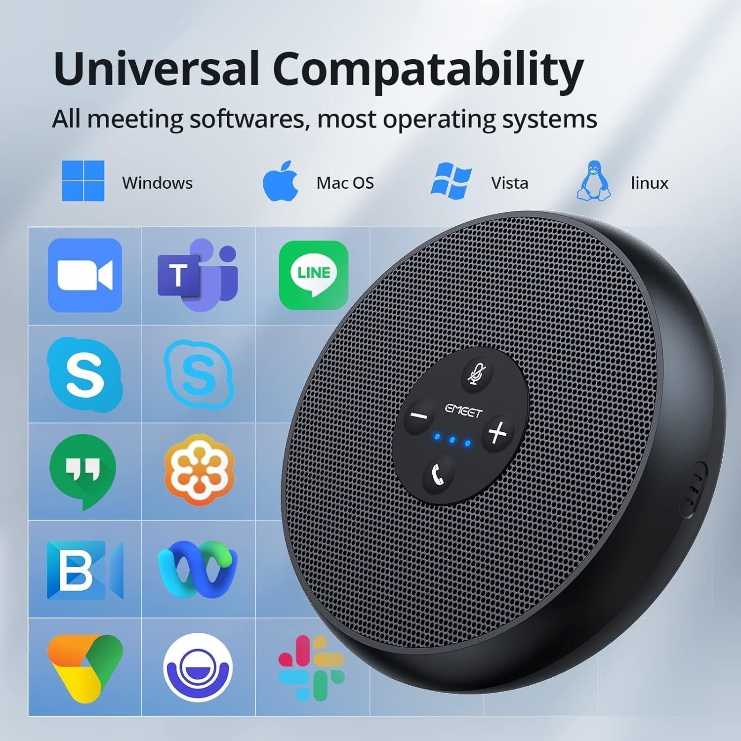 [36MKT-Y010203a]-EMEET USB Conference Speakerphone w/ 360° AI Mic(2)