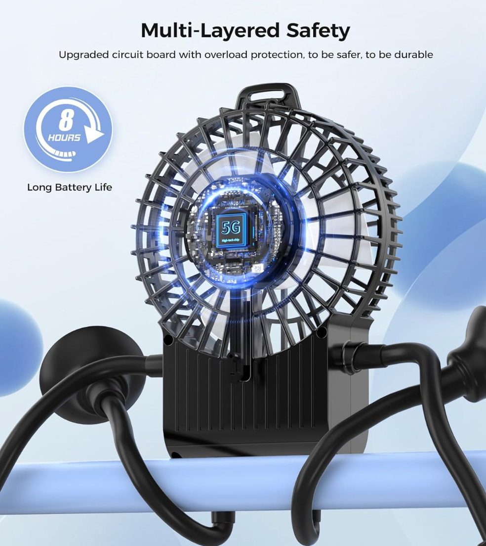 ELE:[VARAI-ROBOT FAN]-Creative Portable Fan With Suction Legs, Quiet Airflow, Fast Charging