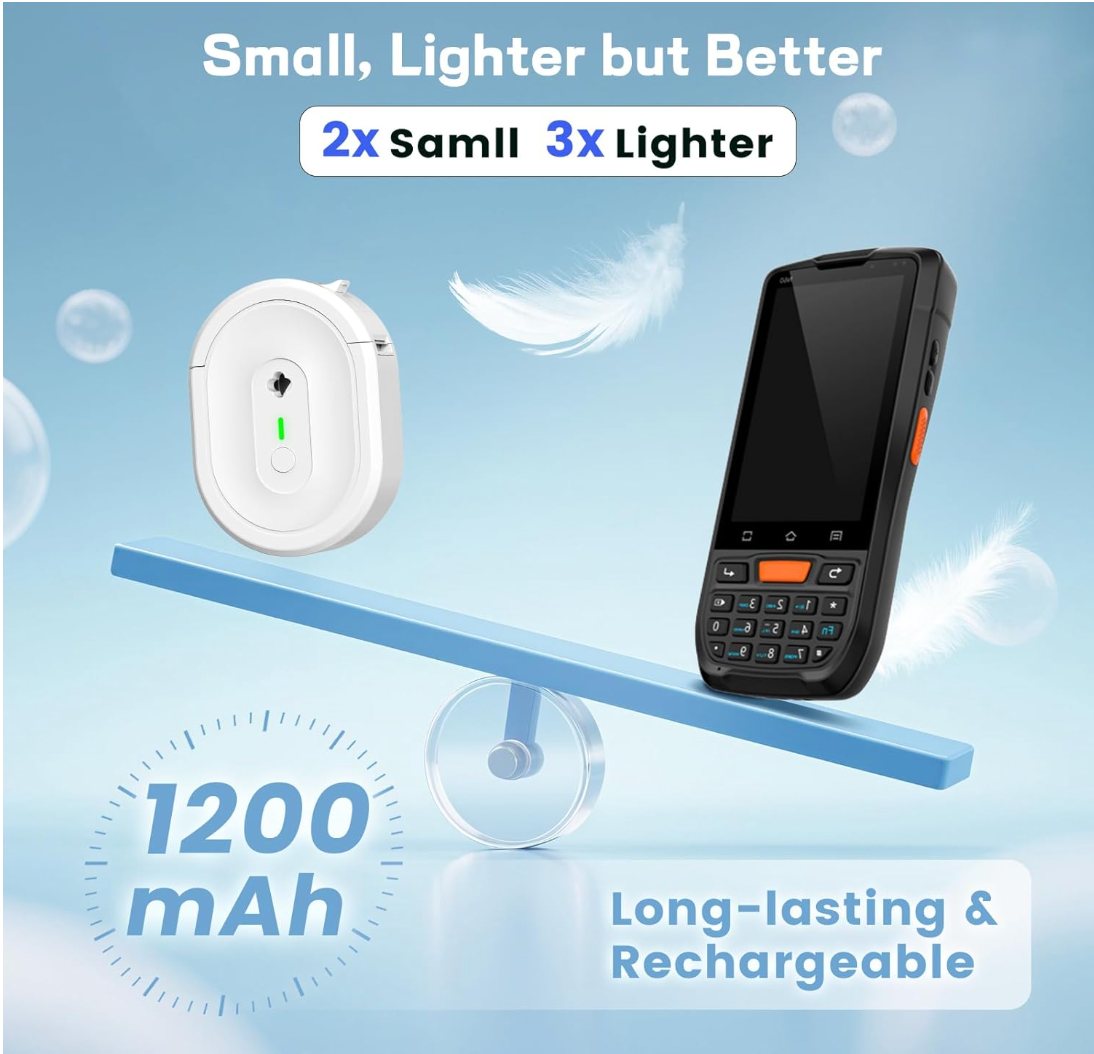 ELE:[NOYIN-Label Maker-N12-White]-Compact Bluetooth label printer with inkless printing, rechargeable battery