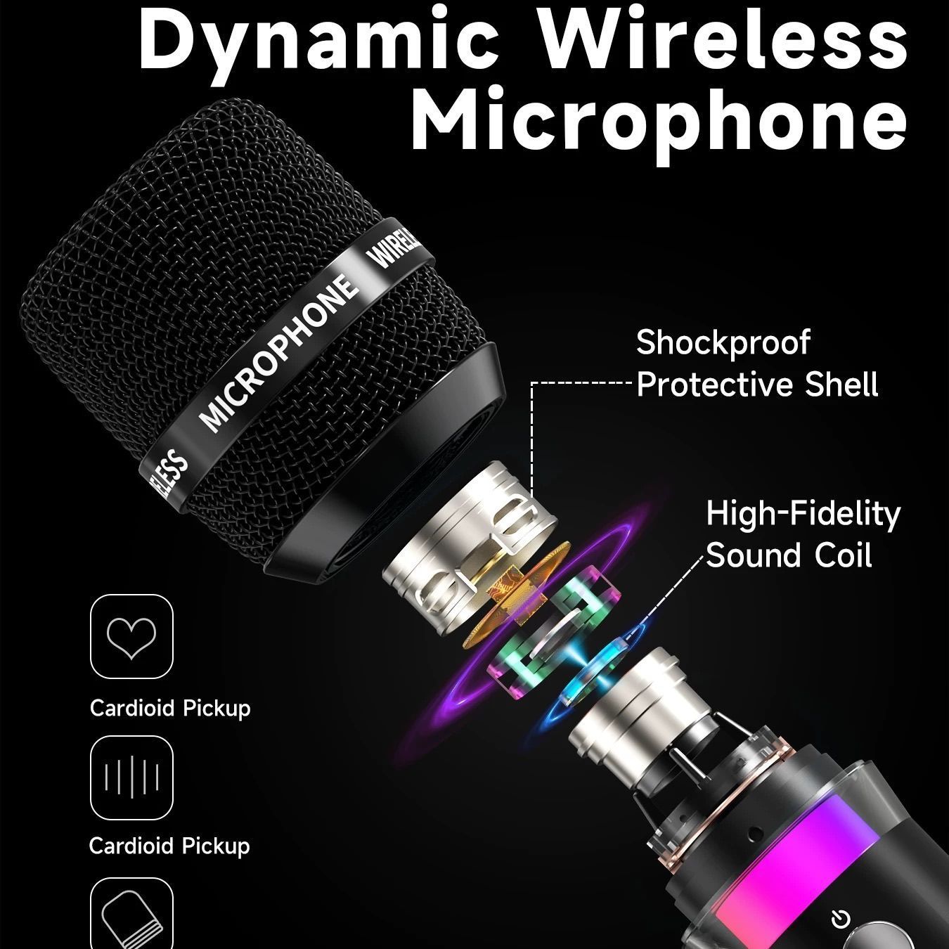 [36MKT-v010508]-2-Pack Wireless Karaoke Microphones w/ Receiver & RGB Light(2)
