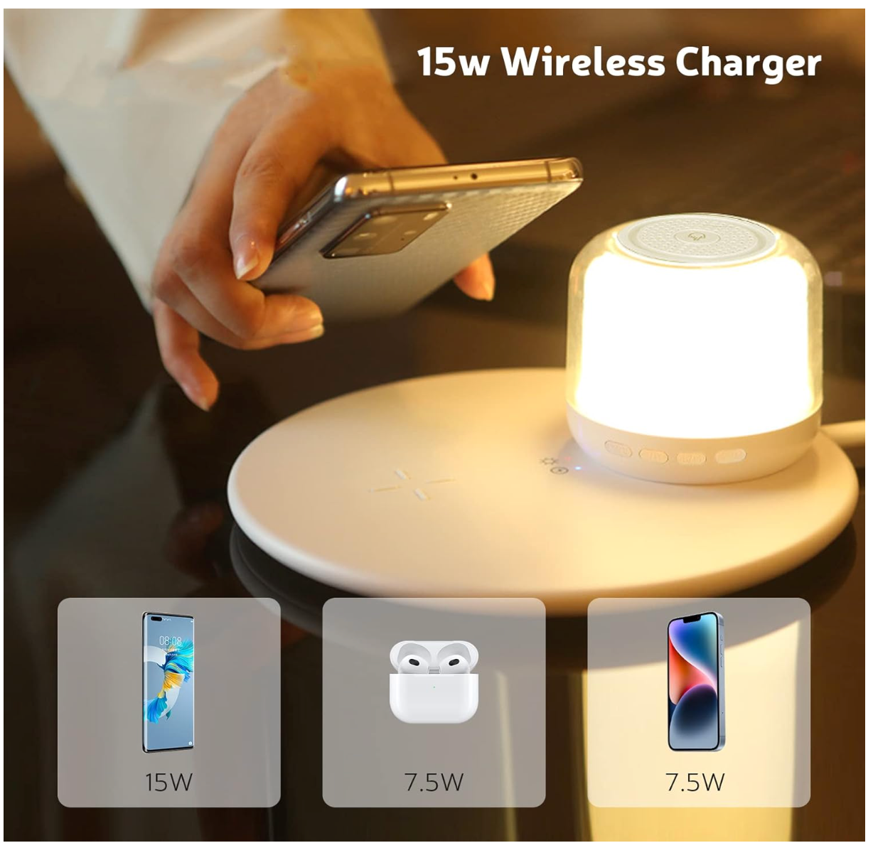 ELE:[WIRLESS Charging colorful-Bluetooth speaker]-3-In-1 Multifunctional Lamp With Speaker Wireless Charging RGB Lighting Magnetic Design