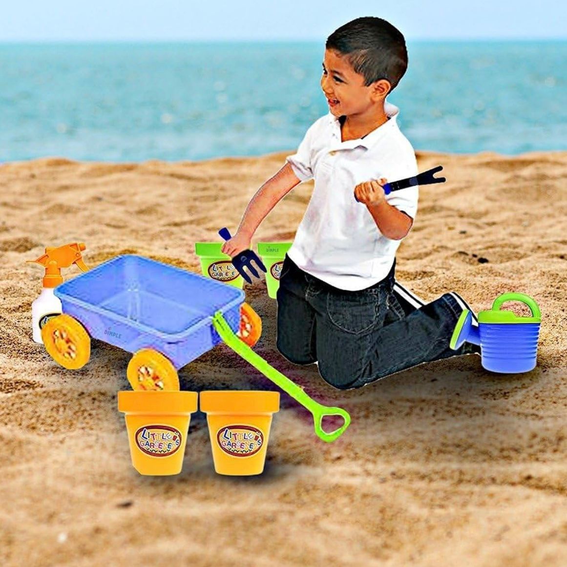 [Garden Wagon & Tools Toy Set] Premium 15 Pcs Kids Gardening Tools & Wagon Toy Set - Sturdy & Durabl