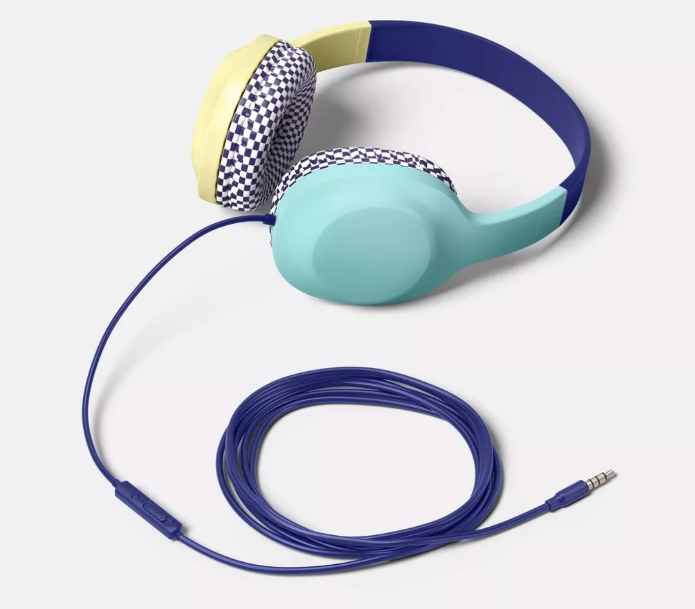 ELE:[heyday-Wired Over-Ear Headphones-3.5mm-Blue]-Wired Headphones Built-In Mic Comfortable Cushions Clear Sound Durable