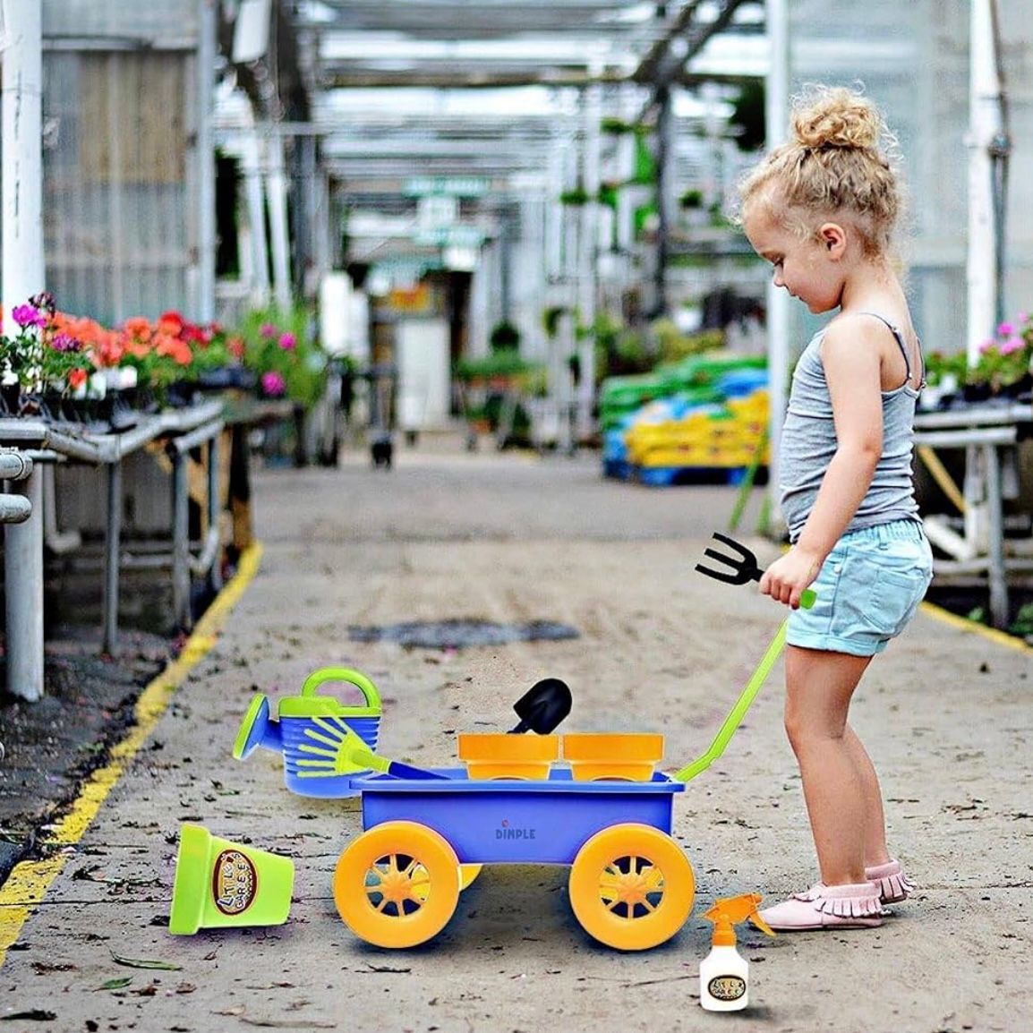 [Garden Wagon & Tools Toy Set] Premium 15 Pcs Kids Gardening Tools & Wagon Toy Set - Sturdy & Durabl