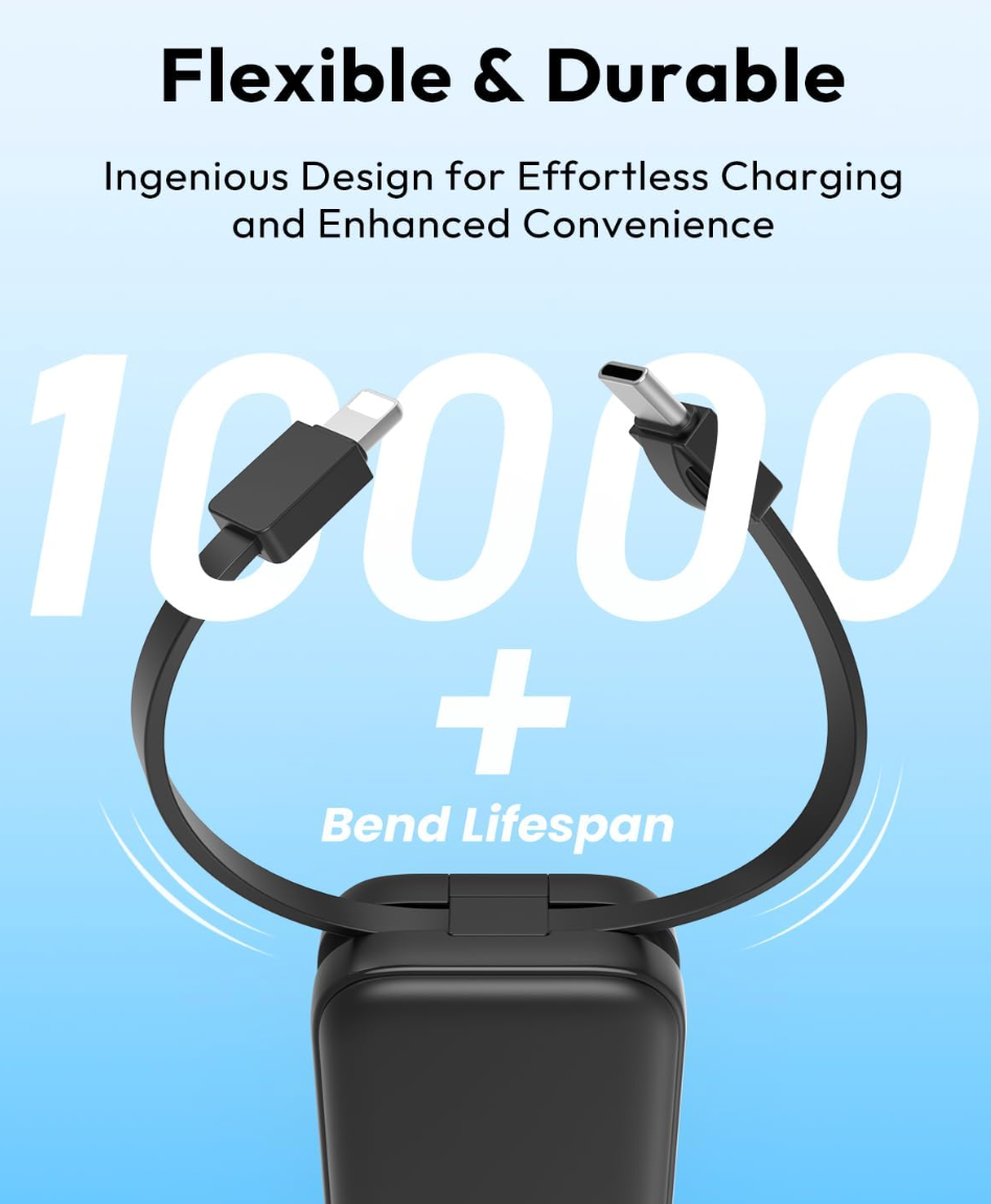 ELE:[Mini-Portable Charger-1pc-Black-M501X]-5000mAh Small Power Bank PD QC Fast Charging USB-C External Battery Pack for iPhone 16/15/14/Android