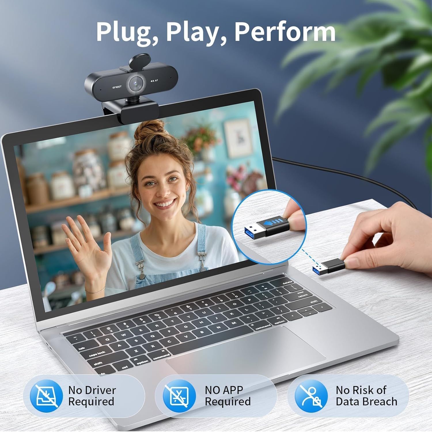 [36MKT-V020302]-4K Webcam w/ Autofocus & Noise Cancelling Mic – Plug & Play USB Camera(2)