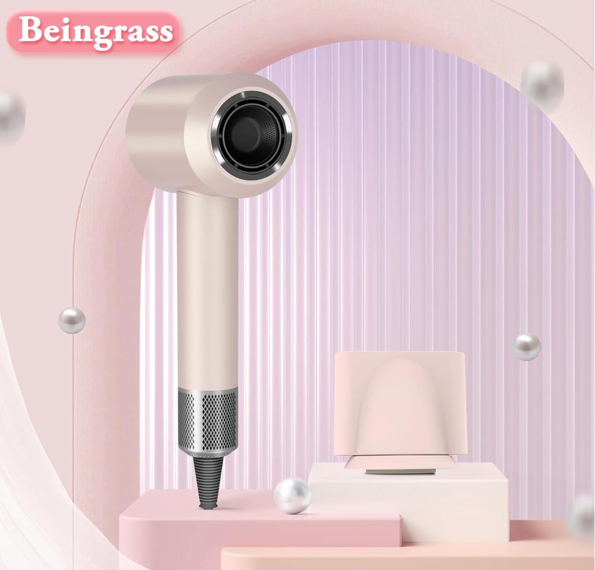 ELE:[High Speed Brushless Hair Dryer-Pink]-High-Speed Ionic Hair Dryer With Magnetic Nozzle Fast Dry